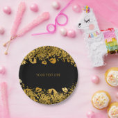 金ゴールド&ブラックエキゾチックなジャングルチーターグラムパーティー ペーパープレート (パーティー)