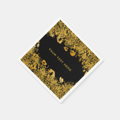 金ゴールド&ブラックエキゾチックなジャングルチーテエレガントー スタンダードカクテルナプキン (角)