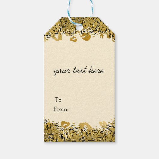 金ゴールド&ブラックエキゾチックなジャングルチーテータグラムクリーム ギフトタグ (正面)