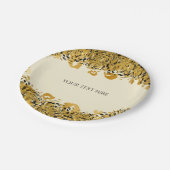 金ゴールド&ブラックエキゾチックなジャングルチーテータグラムクリーム ペーパープレート (アングル)