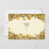 金ゴールド&ブラックエキゾチックなジャングルテーブルナンバーカード 招待状 (正面)