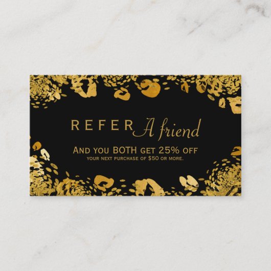 金ゴールド&ブラックエキゾチックREFER A FRIEND Client Card 紹介カード (正面)