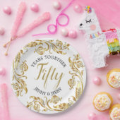 金ゴールド・ブラックエレガントアニバーサリー紙プレート ペーパープレート (パーティー)