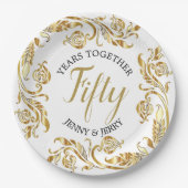 金ゴールド・ブラックエレガントアニバーサリー紙プレート ペーパープレート (正面)