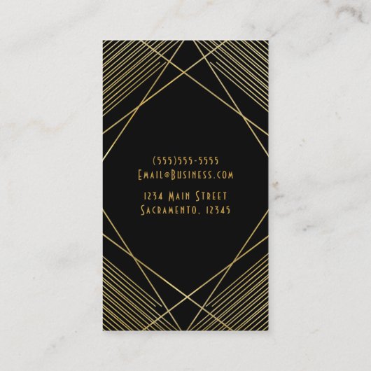 金ゴールド&ブラックエレガント幾何モダングラムデコ 名刺 (裏面)