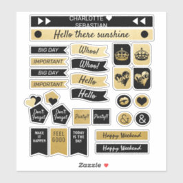 金ゴールド&ブラッククラウンラブハートプランナー シール