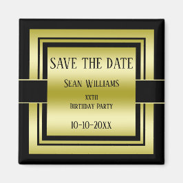 金ゴールド&ブラッククラスの男性の誕生日日付を保存 マグネット