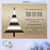 金ゴールド&ブラッククリスマスツリーホリデーパーティフライヤー チラシ (シングル)