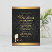 金ゴールド&ブラッククリスマスディナーパーティの招待状 招待状 (スタンド正面)
