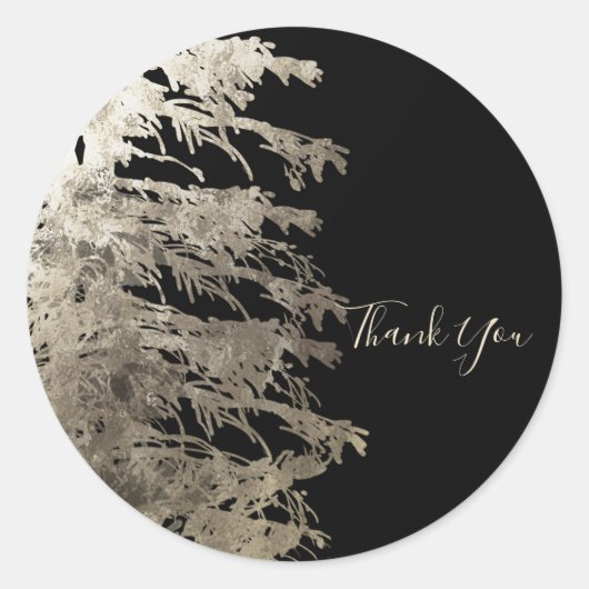 金ゴールド&ブラックグラムパインツリーフォレ素朴スト結婚ーズ ラウンドシール (正面)