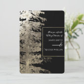 金ゴールド&ブラックグラムパインツリーフォレ素朴スト結婚ーズ 招待状 (スタンド正面)