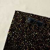 金ゴールド&ブラックグリッターカスタムモノグラム名 ビーチタオル (インサイチュ)