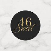 金ゴールド&ブラックグリッターシックトレンディースウィート16パーティー コンフェッティ (スモール正面)