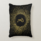 金ゴールド&ブラックグリッターフレームモノグラム アクセントクッション (正面(垂直))