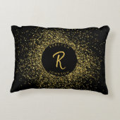 金ゴールド&ブラックグリッターフレームモノグラム アクセントクッション (裏面)