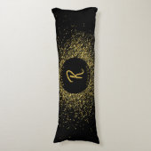 金ゴールド&ブラックグリッターフレームモノグラム ボディピロー (正面縦)