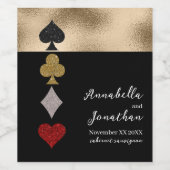 金ゴールド&ブラックグリッターラスベガス結婚カジノ ワインラベル (シングルラベル)