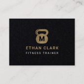 金ゴールド&ブラックケトルベルパーソナルフィットネストレーナー 名刺 (正面)