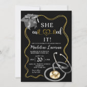 金ゴールド・ブラックコケットナース卒業RN 招待状 (正面)