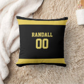 金ゴールド&ブラックサッカーチームパーソナライズされた クッション (ブランケット)