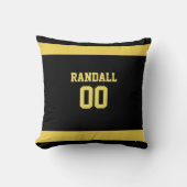 金ゴールド&ブラックサッカーチームパーソナライズされた クッション (正面)