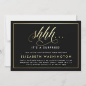 金ゴールド&ブラックサプライズ誕生日パーティー マグネット招待状 (正面)