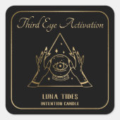 金ゴールド&ブラックサードアイ意図キャンドルラベル スクエアシール (正面)