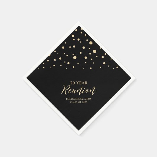 金ゴールド&ブラックシック紙吹雪クラス懇親会パーティー スタンダードカクテルナプキン (角)