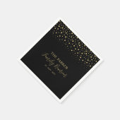 金ゴールド&ブラックシック紙吹雪ファミリー懇親会パーティー スタンダードカクテルナプキン (角)
