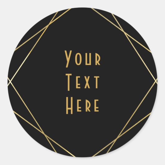 金ゴールド&ブラックシンプルグエレガントラムモダンデコパーティー ラウンドシール (正面)