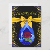 金ゴールド&ブラックジェムストーンダイヤモンド結婚の記念日 サンキューカード (正面)