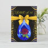 金ゴールド&ブラックジェムストーンダイヤモンド結婚の記念日 サンキューカード (スタンド正面)