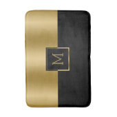 金ゴールド&ブラックジオメトリックデザインモノグラム バスマット (正面縦)