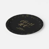 金ゴールド&ブラックスパークル応援100thバースデーパーティー ペーパープレート (アングル)