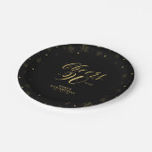 金ゴールド&ブラックスパークル応援90thバースデーパーティー ペーパープレート (アングル)