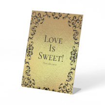 金ゴールド&ブラックスワール結婚ゴシックのスイーツテーブル