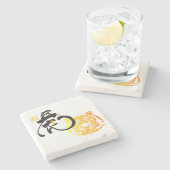 金ゴールド&ブラックタイガーシンボルチノワセリーシック ストーンコースター (横)