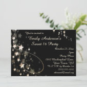 金ゴールド&ブラックハリウッドスタースウィート16誕生日 招待状 (スタンド正面)