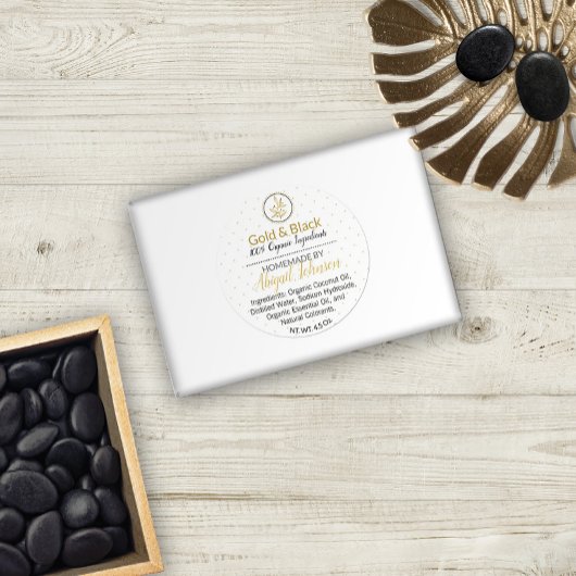 金ゴールド&ブラックハンドメイドホームメイドバス&体ラベル ラウンドシール