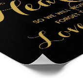 金ゴールド&ブラックハートのゲストブック結婚のサイン ポスター (角)