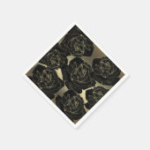 金ゴールド&ブラックバラグラムクラッシーエレガントシックパーティー スタンダードカクテルナプキン (角)