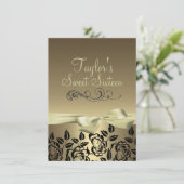 金ゴールド/ブラックバラ&ボウイメージ誕生日招待状 招待状 (スタンド正面)