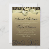 金ゴールド/ブラックバラ&ボウイメージ誕生日招待状 招待状 (裏面)