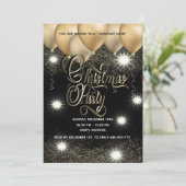 金ゴールド/ブラックバルーン企業のクリスマスパーティー 招待状 (スタンド正面)