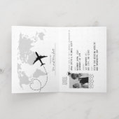 金ゴールド&ブラックパスポートフォト結婚式招待状 箔グリーティングカード (内側レイダウン)