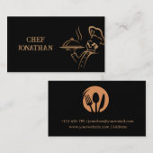 金ゴールド&ブラックパーソナルシェフケータリング 名刺 (正面/裏面)