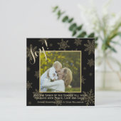 金ゴールド&ブラックフェスティバルスノーフレークスフォトホリデーカード (スタンド正面)