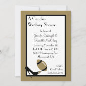 金ゴールド&ブラックフットボールウェディングシャワー招待状 招待状 (正面)