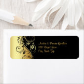 金ゴールド&ブラックフローラス結婚クロールの住所 シール (インサイチュ)