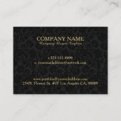 金ゴールド&ブラックフローラダマスクイベントデザイナーテンプレート 名刺 (裏面)